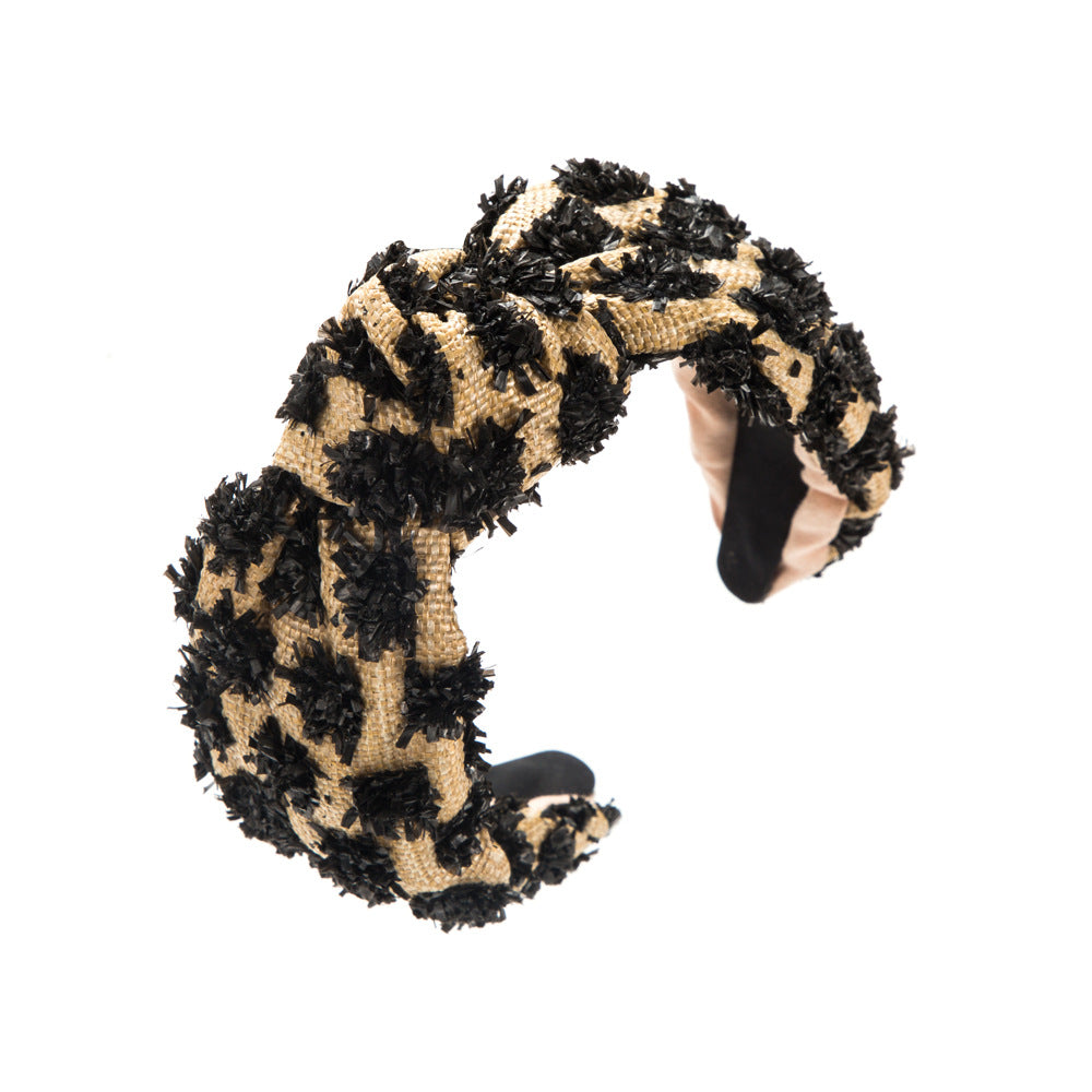 Wholesale Wide Border Braided Flower Fabric Twist Headband